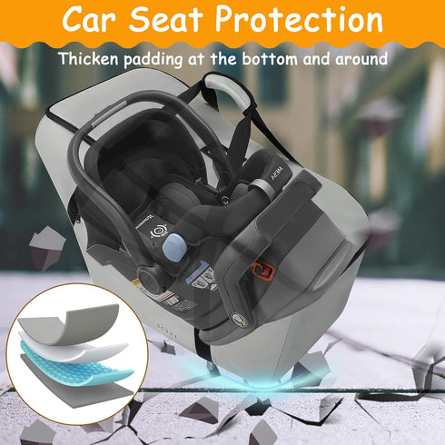 Car Seat Travel Bag, Fits Chicco Keyfit 30, Uppababy Mesa, Nuna Pipa Lite, Padded Infant Gate Check Bag for Air Travel