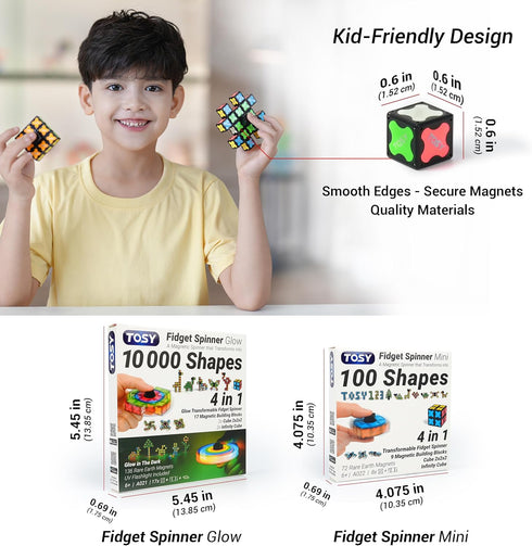 8 3 1 2x2 TOSY Magnet Fidget Spinner Mini - Blocks, in Toy: Transformable Fidget Spinner, Infinity Cube, Puzzle Cube