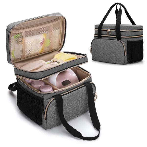 Luxja Double Layer Breast Pump Bag Compatible with Spectra S1 and S2,