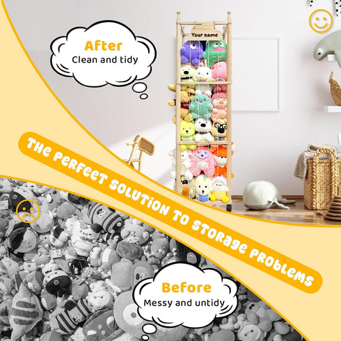 Pmbqifay Stuffed Animal Storage/Organizer Cute Wooden Stuffed Animal Zoo Storage Plush Toy Holder Cage for Nursery
