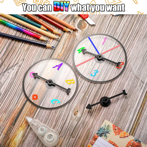 Chivao 10 Sets Game Spinner Wheel - Square Blank Game Spinners with Plastic Rotating Arrows