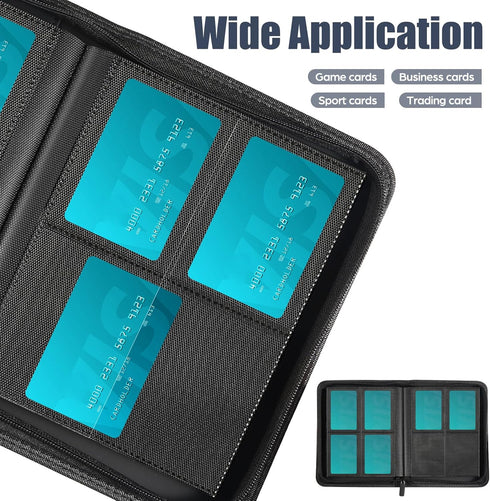 Turquoise Trading Card Binder with Sleeves, Durable and Waterproof, 288 Card Storage Capacity