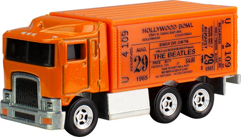Hot Wheels Premium Toy Truck, 1:64 Scale Die-Cast Beatles Semi Replica with Hollywood Bowl Ticket Deco for Pop Culture