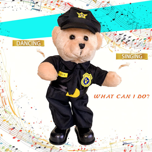 14 Inch Singing Dancing Police Teddy Bear Playing Bad Boys What You Gonna Do Song Musical Interactive Stuffed Animal