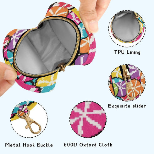 PYBUG Candy Round Pacifier Storage Case, Polyester & TPU Lined with Hook Buckle, Pacifier Container Box for Baby