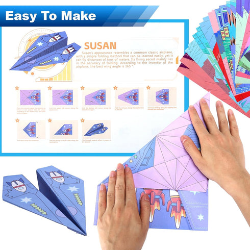 16 Designs,32 5-12,Airplane Vodolo Paper Airplane Kits with Classic Sheets Paper Planes Origami Kit for Kids Ages Gifts
