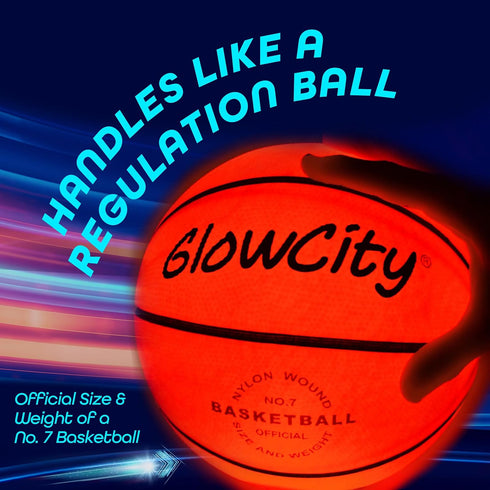 GlowCity Glow in The Dark Basketball for Teen Boys - Light Up LED Toy for Night Ball Games, Great Gift for Kids