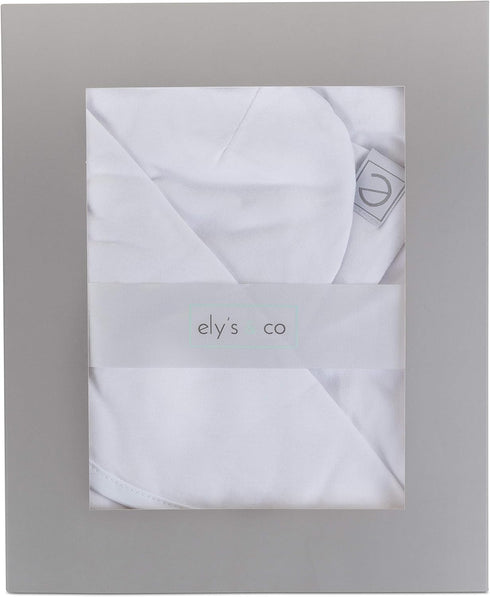 2 Set, Ely's & Co. Cotton Knit Jersey Swaddle Blanket and Beanie Gift Large Receiving Blanket - White