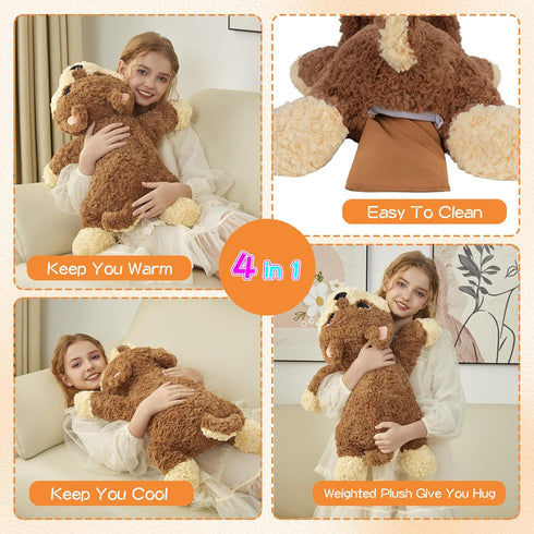 26" 5 Lbs GILFWM Weighted Stuffed Animals Dog, Heatable and Coolable Weighted Plush with Microwavable Heating