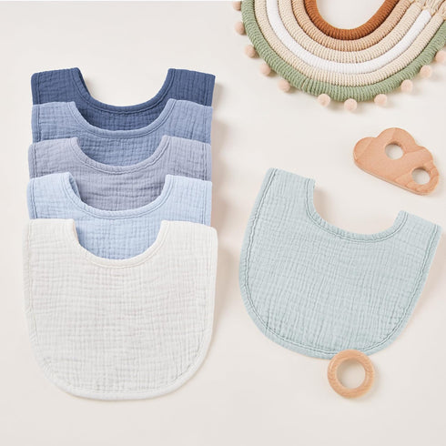 6 Pack Susurration Muslin Baby Bibs Cotton Baby Drool Bibs,Soft Adjustable Baby Drooling Bibs for Unisex Boys Girls