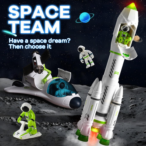 TOY Life Space Toy Rocket Toys for Kids, Space Shuttle with Astronaut and Planet Toy for Ages 3+