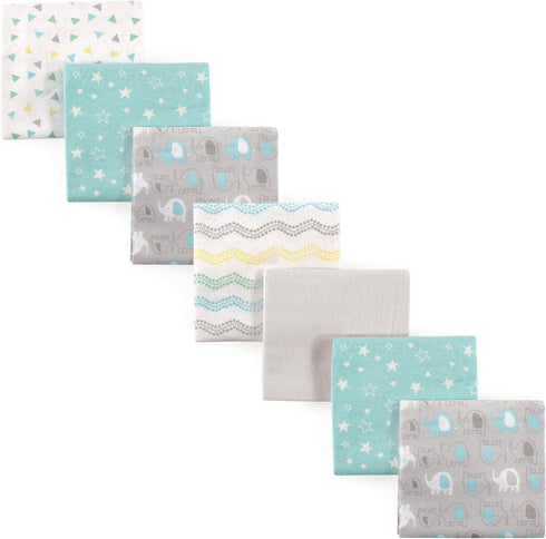 Luvable Friends Unisex Baby Cotton Flannel Receiving Blankets, Basic Elephant 7-Pack, One Size by Luvable Friends