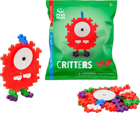 PLUS PLUS Critter Fun Pack, 160 Pieces Construction Building STEM Toy, Interlocking Mini Puzzle Blocks for Kids