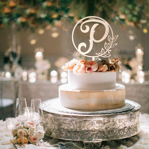 LINGTEER Personalized Wooden Cake Topper, Initial Letter P, Perfect for Birthday, Rustic Wedding, Anniversary Party