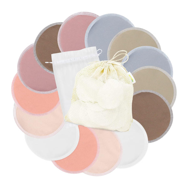 wegreeco Nursing Breast Pads (14 Pack) with Laundry Bag & Travel Storage Bag, Washable & Reusable Nursing Pads