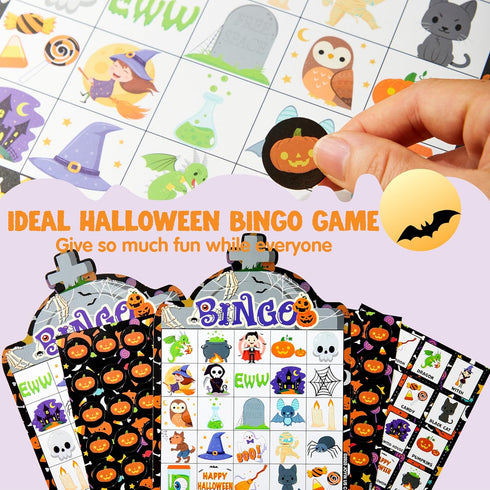 JOYIN 28 Players Halloween Bingo Game Cards for Kids, Classroom & Family Group Activities