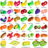 100 PCS Cutting Play Food Toy for Kids Kitchen, Pretend Food Toys with 2 Baskets, Birthday Gifts for 3-6 Years Old