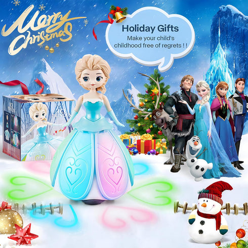 Dancing Princess Interactive Spin Robot Toys for Girls 4-6, Colorful Flashing Lights & Music, Birthday Gift