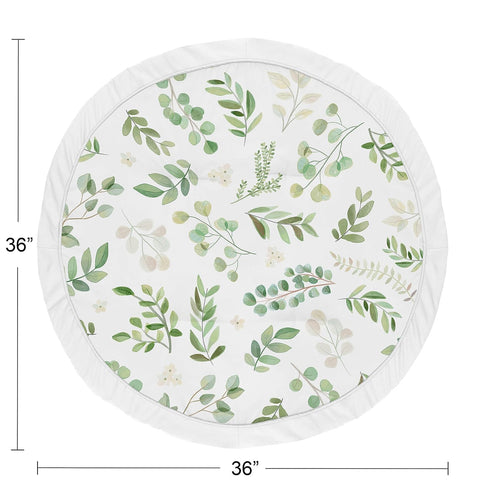 Tummy Sweet Jojo Designs Floral Leaf Girl Baby Playmat Time Infant Play Mat - Green and White Boho Watercolor Botanical