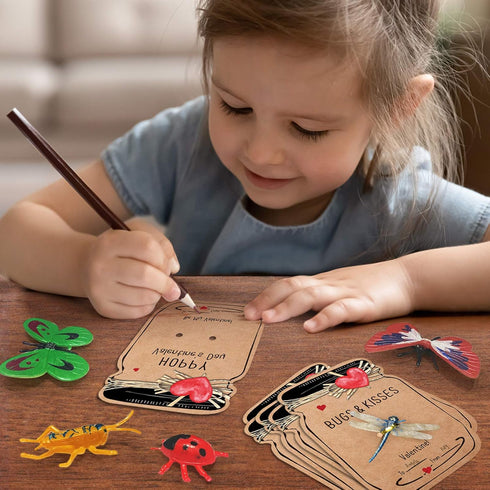 Valentines Day Gifts for Kids - 30 Pack Love Bug Card Bulk, Funny Greeting Valentine Exchange Cards for School