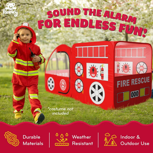 Kiddey Fire Truck Play Tent for Kids - Firetruck Tents with Sirens and Fireman Sound Button for Girls, Boys, & Toddlers