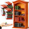 27 Pieces 1:12 Scale Miniatures Dollhouse Books with 1 Wooden Bookcase Dollhouse Furniture