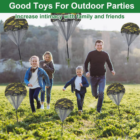 10&12&15 Pcs Parachute Toy, Camo Parachute Men Toy for Outdoor Flying Gifts, Tangle Free Throwing Hand Toy