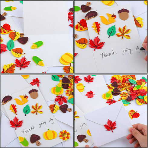 Elcoho 600 Pieces Self-Adhesive Foam Fall Stickers, Thanksgiving Leaf Decals for Autumn Party Decoration