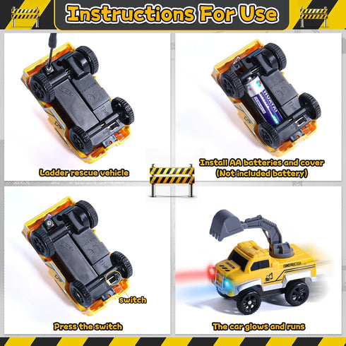 Fajiabao Race Tracks Cars Replacement, Kids Construction Toys Cars with LED Light, Compatible with Most Race Tracks