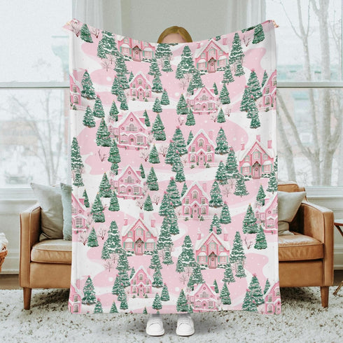 SqtmuHLuo 60x80inch Pink Christmas Tree Baby Blanket for Boys Girls Gender Christmas Tree Holiday Neutral Newborn