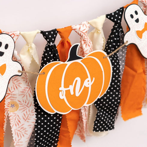 1st Pumpkin Spooky One High Chair Banner - Halloween Ghost Birthday Highchair Banner, Little Ghost First Birthday Party