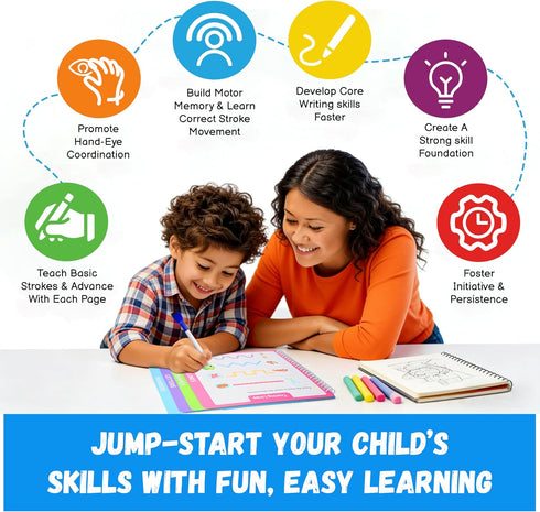 3-5, Preschool Learning Activities - Toddler Handwriting Practice and Tracing Books for Kids Ages Montessori Busy Book