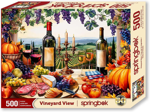 500 Springbok Vineyard View Piece Jigsaw Puzzle for Adults - Wine and Fall Puzzle - Unique Cut Pieces - Made in USA