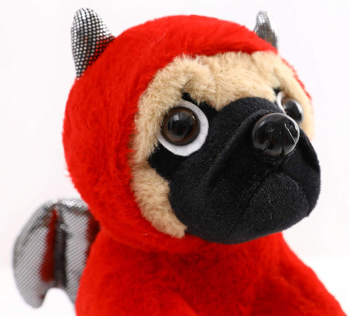 Pug Devil Stuffed Animal, Plushies Dog in Devil Costume, Funny Plush Toys for Kids, 12 Inch