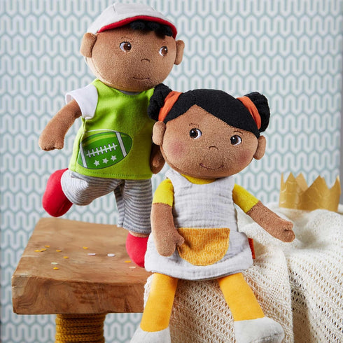 HABA Snug Up Soft Doll Mason - 11.5" Soft Boy Doll with Black Hair, Machine Washable
