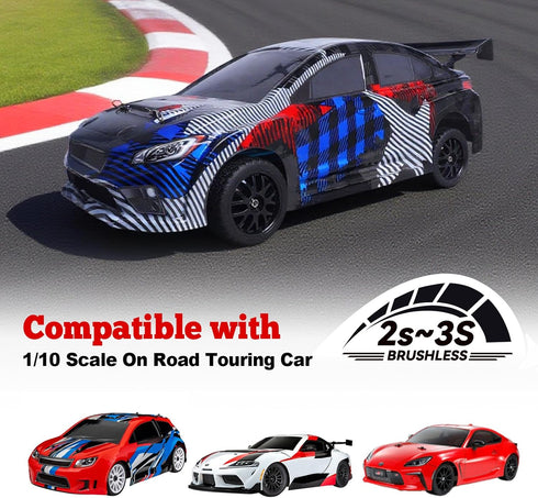 Hobbypark 4-Pack Rubber Tires & Wheels, OD 2.56'' for 1/10th Scale RC Touring Car