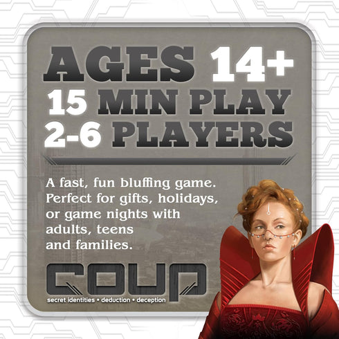 Coup - The Fast, Fun Bluffing Party Game for 2-6 Players, Perfect for Family Game Night