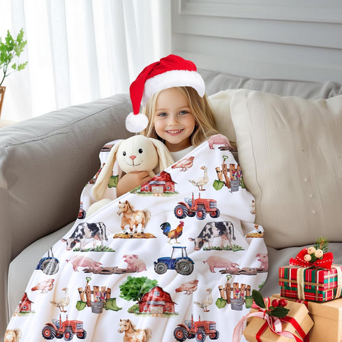 Buyyet 60''x80'for Farm Animal Baby Blanket,Farmhouse Barn Neutral Baby Blanket for Boy Girl,Nursery Cow Chicken Pig