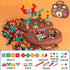 xibulun Toolbox 203Pcs Toolbox 2D/3D 3-12 Magic Montessori Play with Drill, Magic Montessori Play Bear-Themed