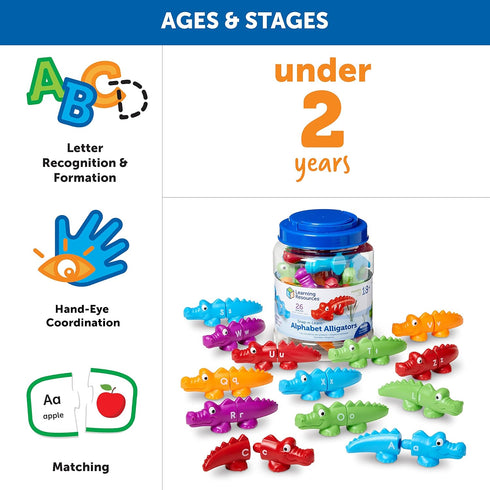 Learning Resources Snap-n-Learn Alphabet Alligators - Toddler Toys, Preschool ABC Activities, Fine Motor Skills
