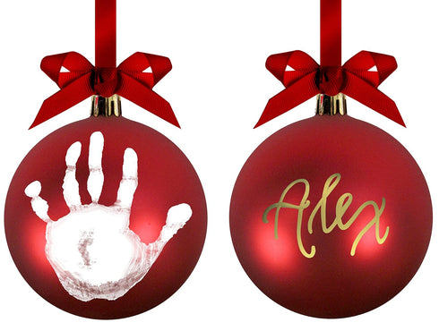 Pearhead Red Handprint Ball Ornament, DIY Baby Hand or Footprint Holiday Keepsake