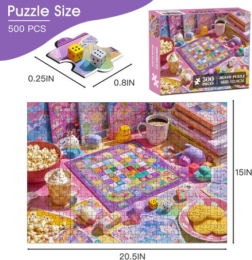 Sooluer 500 500 (20.5 15 Piece Puzzle for Adults Colorful Chessboard Jigsaw Puzzle Piece for Adults Seniors