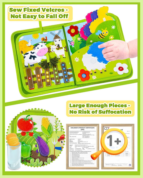 1-3, 1 2 1+ Busy Book for Toddlers Montessori Toys for Year Old Boy Girl Birthday Gifts, Busy Board Educational