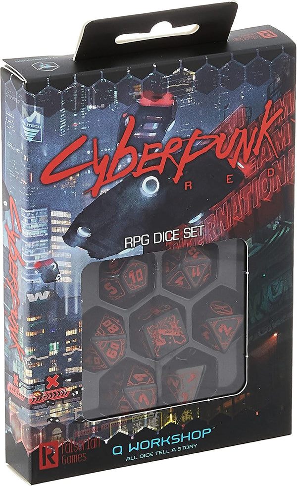 Q-Workshop The Cyberpunk RPG Dice Set: Black, 2.4 x 16.4 x 10.4 cm