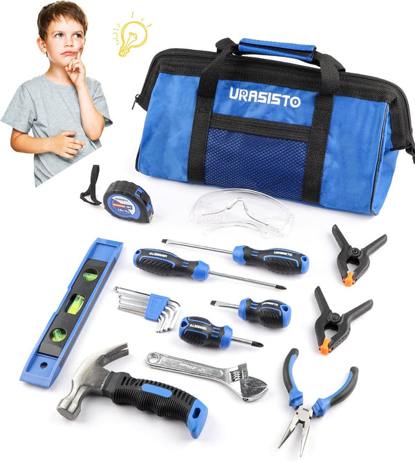 URASISTO 18-Piece Kids Tool Set with Tool Storage Bag, Junior Real Hand