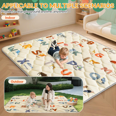65x50 Baby Play Mats for Floor - Playmat for Babies - Foldable Soft Foam Mat for Toddlers - Machine Washable & Non-Slip