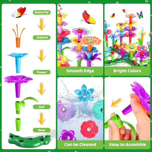102Pcs Flower Garden Building Toys for Girls Age 3-7, Upgrade DIY Stacking Toys, STEM Educational Toddler Toys