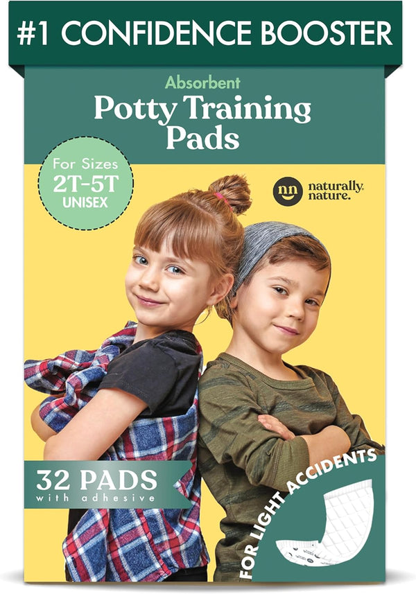 Naturally Nature Potty Training Diaper Booster Pads for Toddlers, Size 2T-5T, Super