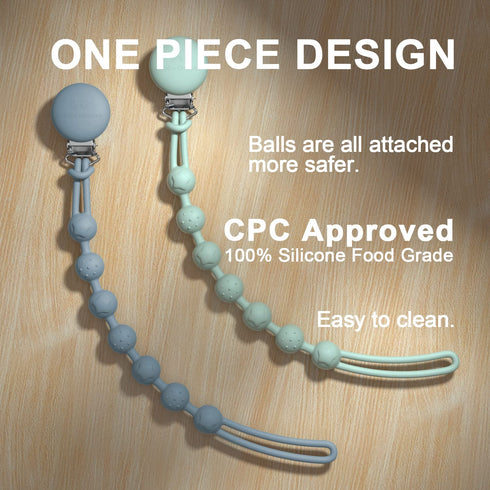 Pack 4 (0-6m) Cuddle Campus Silicone Pacifier Clip Holder with One Piece Design,Soft Flexible Binky Clips with Texture