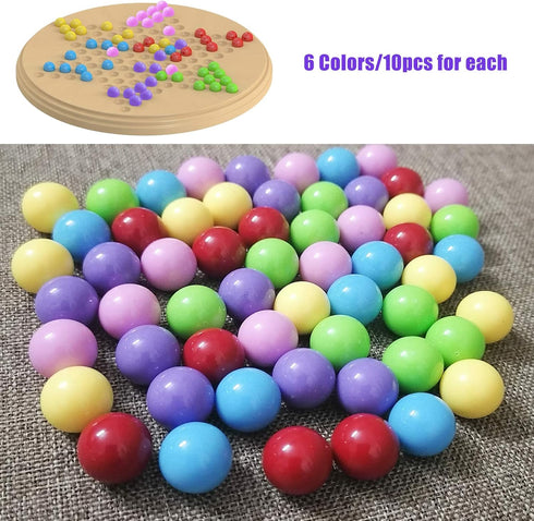 60 Pcs Chinese Checkers Marbles Balls - 14mm Game Replacement Marbles in 6 Colors for Marble Run, Marbles Game